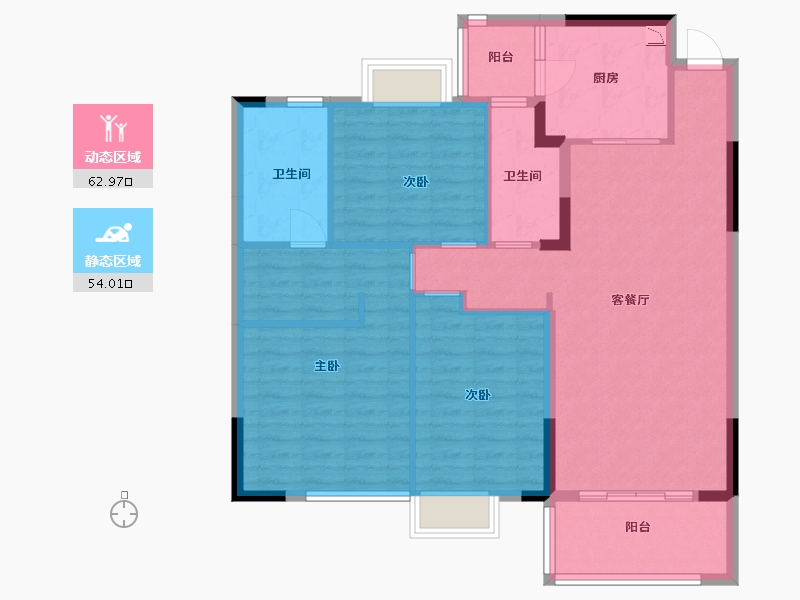 江西省-九江市-恒大江湾・珑庭-105.60-户型库-动静分区