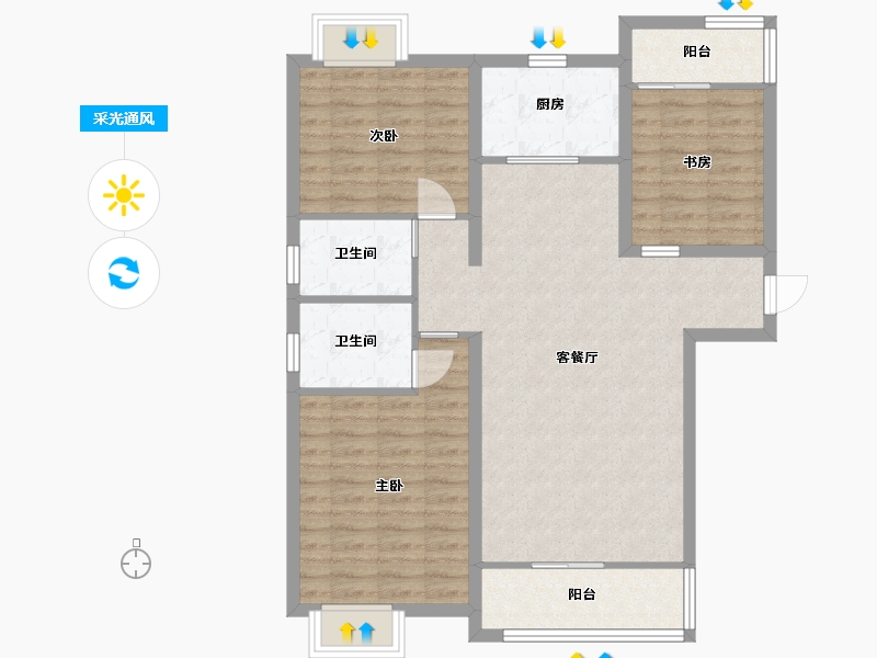 江西省-九江市-鼎盛凤凰城-94.81-户型库-采光通风