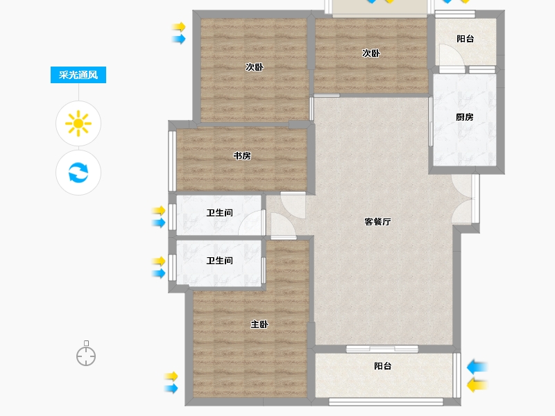 江西省-九江市-江州华府-103.20-户型库-采光通风