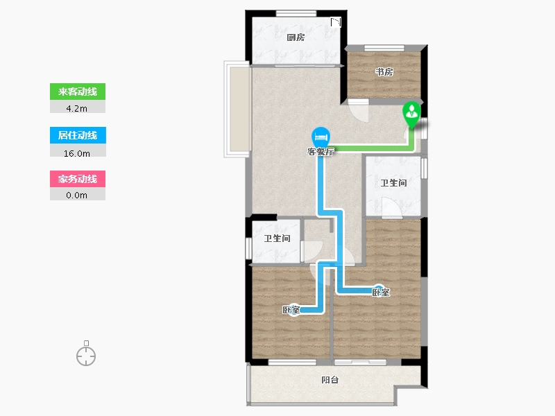 浙江省-宁波市-海湾新城-87.99-户型库-动静线