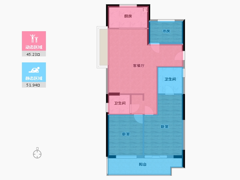 浙江省-宁波市-海湾新城-87.99-户型库-动静分区