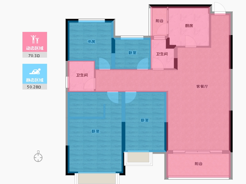 贵州省-遵义市-恒大翡翠华庭-108.44-户型库-动静分区