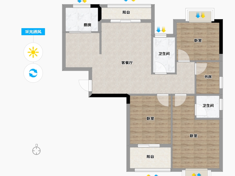 福建省-福州市-福清时代广场-96.00-户型库-采光通风