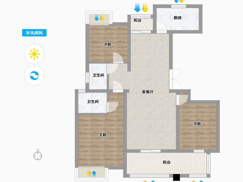 江西省-九江市-富润城-87.32-户型库-采光通风