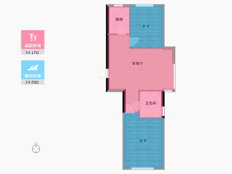 辽宁省-盘锦市-蓝色康桥L区炫立方-53.03-户型库-动静分区