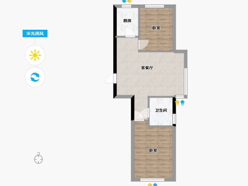 辽宁省-盘锦市-蓝色康桥L区炫立方-53.03-户型库-采光通风