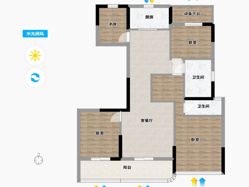 浙江省-嘉兴市-金昌香湖印-107.91-户型库-采光通风