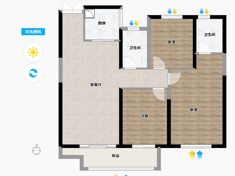 浙江省-宁波市-中梁象山中心大厦-99.58-户型库-采光通风