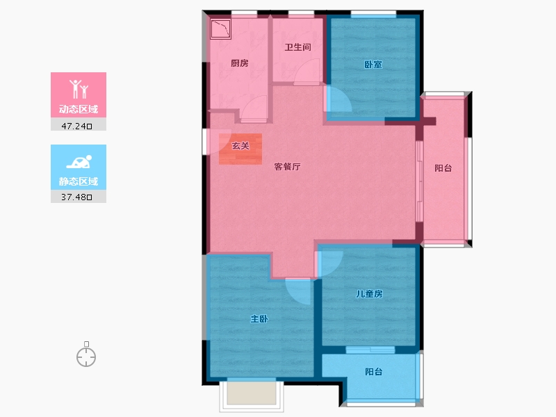 浙江省-宁波市-云都会府-75.00-户型库-动静分区