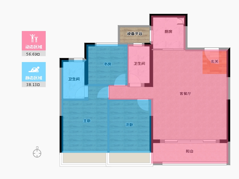 浙江省-台州市-万科心海上城-87.83-户型库-动静分区