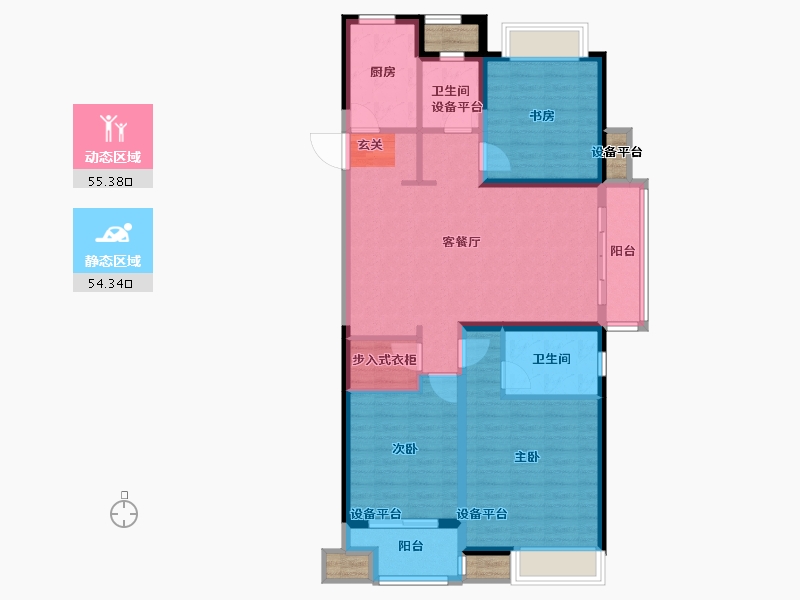 江苏省-常州市-美的国宾府住宅-102.00-户型库-动静分区