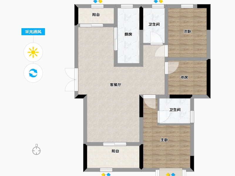 江西省-南昌市-新力帝泊湾-84.00-户型库-采光通风