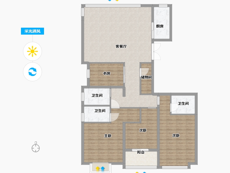 江西省-九江市-九江·金鹏城-128.00-户型库-采光通风