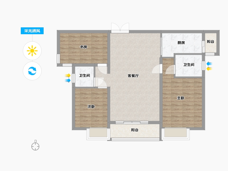 江西省-九江市-鼎盛凤凰城-92.40-户型库-采光通风