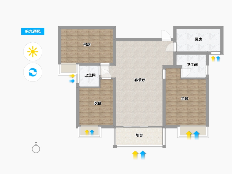 江西省-九江市-鼎盛凤凰城-94.59-户型库-采光通风