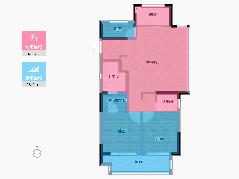 浙江省-绍兴市-宋都广宇锦洲府-76.83-户型库-动静分区