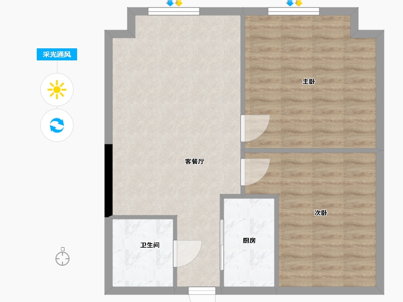 江苏省-南通市-好得家悦城-67.00-户型库-采光通风