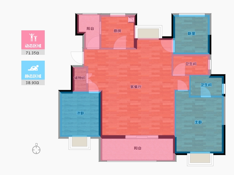 江苏省-南通市-万科翡翠公园-100.01-户型库-动静分区