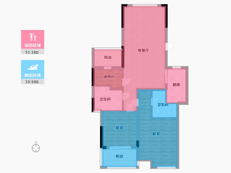 浙江省-宁波市-万基河姆景苑-83.00-户型库-动静分区