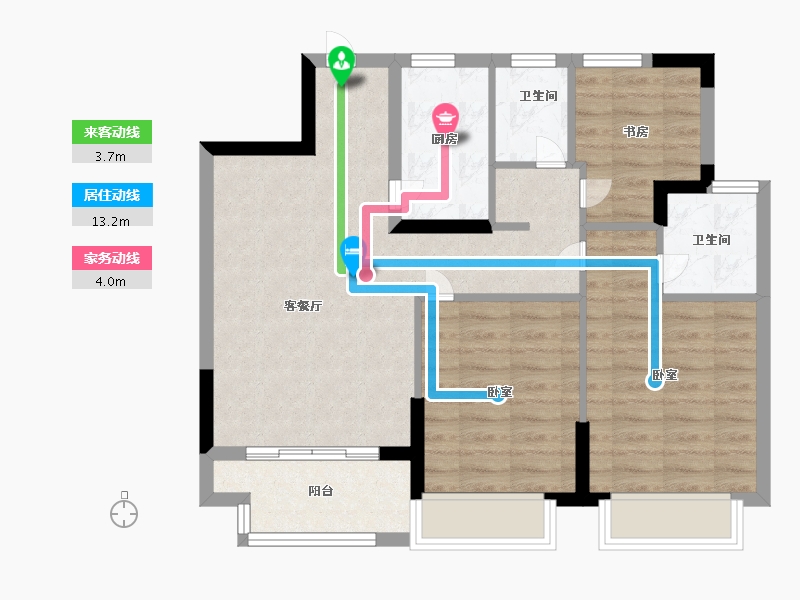 浙江省-宁波市-新东城阳光-75.99-户型库-动静线