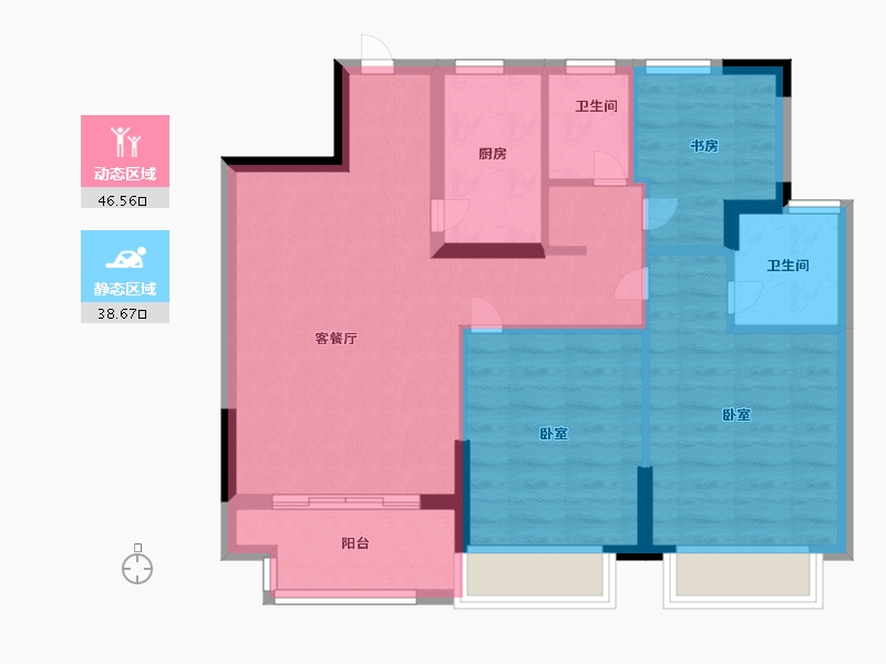 浙江省-宁波市-新东城阳光-75.99-户型库-动静分区