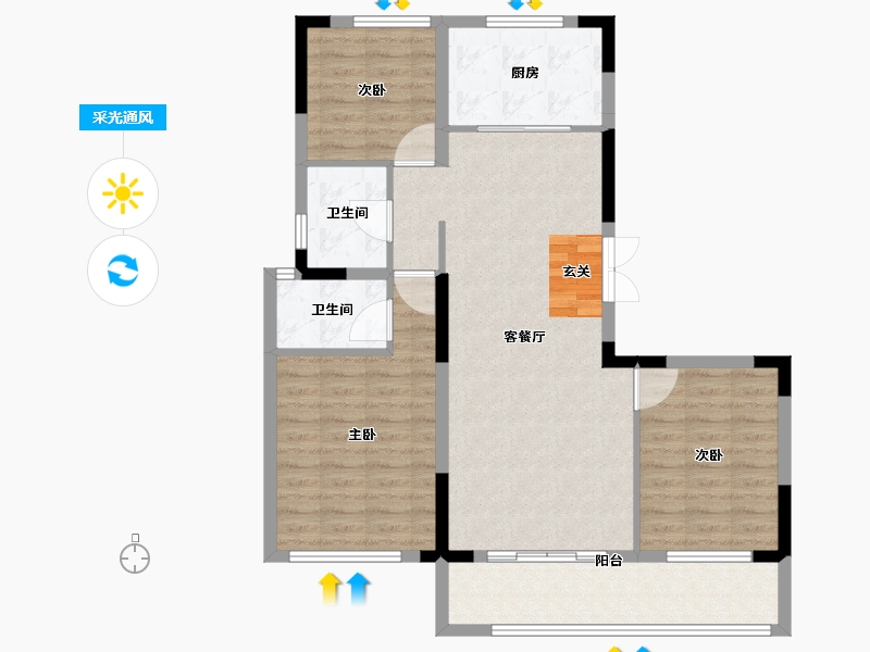 浙江省-台州市-万维书香名邸-94.00-户型库-采光通风