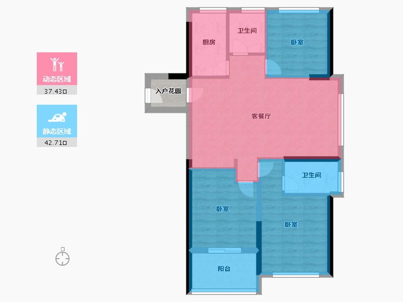 福建省-福州市-碧桂园十里江湾-74.00-户型库-动静分区