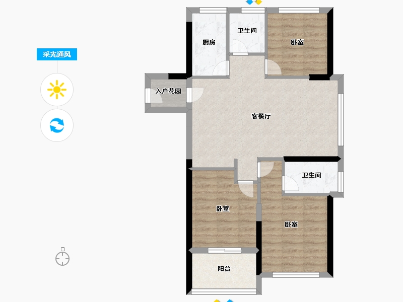 福建省-福州市-碧桂园十里江湾-74.00-户型库-采光通风