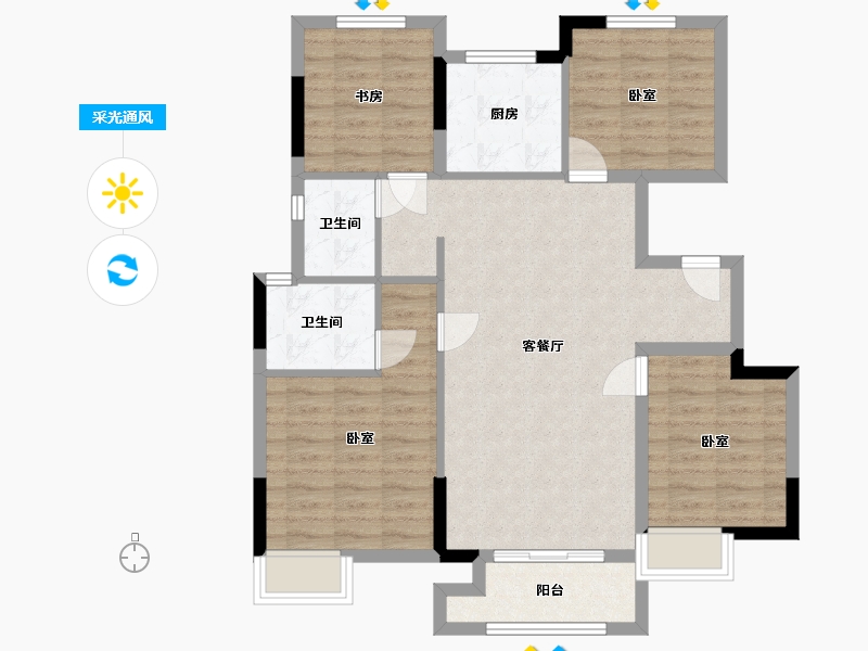 浙江省-湖州市-天际云墅-91.49-户型库-采光通风