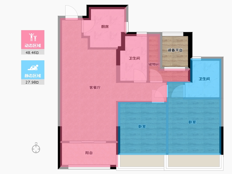 浙江省-湖州市-德清市心府-71.00-户型库-动静分区