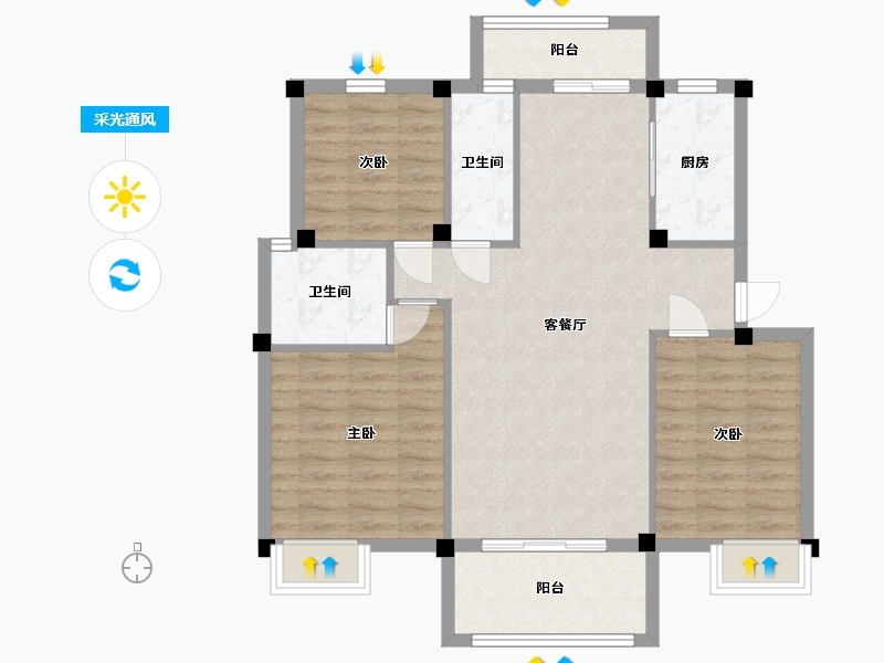 江西省-九江市-阳光锦绣学府-89.45-户型库-采光通风