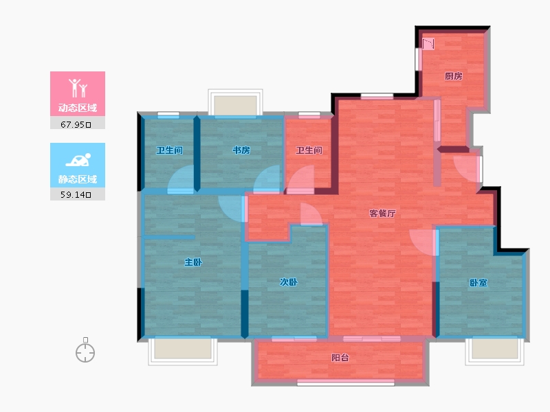 江苏省-南通市-富力海陵府-113.82-户型库-动静分区