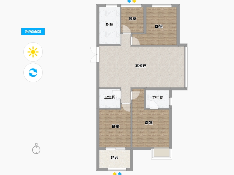 福建省-福州市-香开连天-90.00-户型库-采光通风