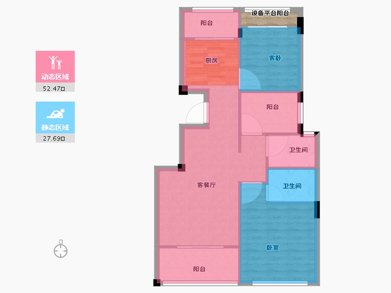 浙江省-丽水市-望湖家园二期-74.42-户型库-动静分区