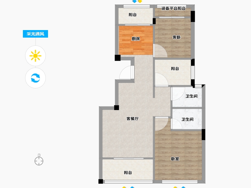 浙江省-丽水市-望湖家园二期-74.42-户型库-采光通风