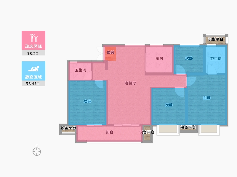 浙江省-台州市-绿地德加公馆-108.01-户型库-动静分区