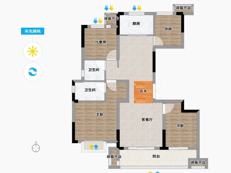 浙江省-台州市-旭辉府-103.01-户型库-采光通风