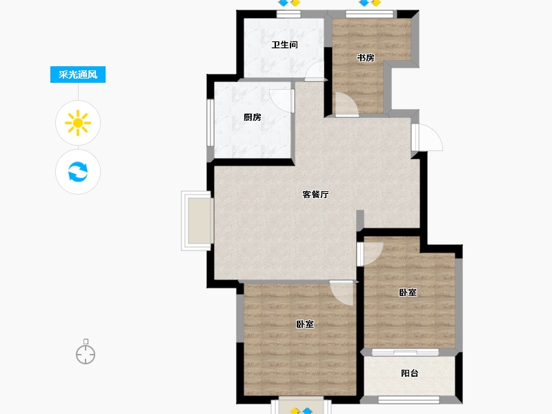 山东省-青岛市-沽河风情求阙居-78.00-户型库-采光通风