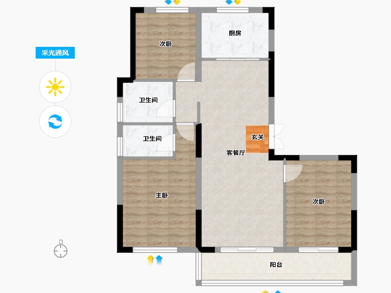 浙江省-台州市-万维书香名邸-94.00-户型库-采光通风