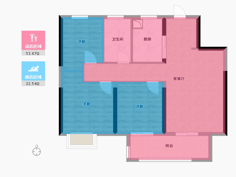 江苏省-南通市-富力海陵府-77.01-户型库-动静分区