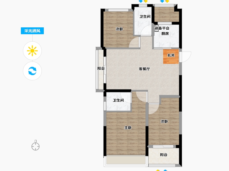 浙江省-台州市-金地中城广场-89.75-户型库-采光通风