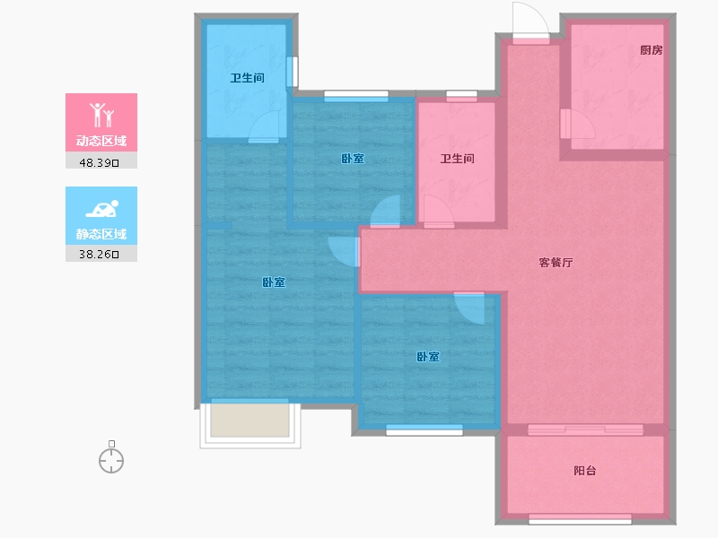 福建省-福州市-马尾正荣财富中心-77.19-户型库-动静分区