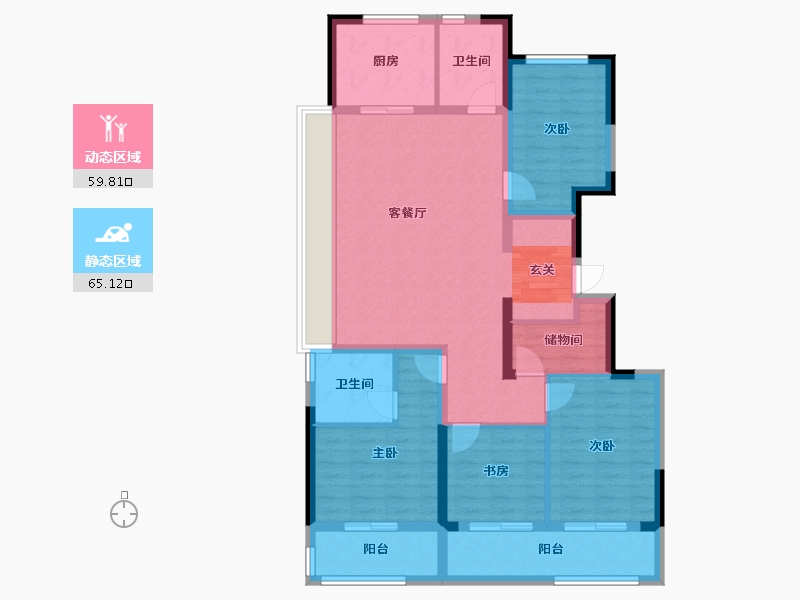 浙江省-台州市-滨江金科锦湖园-111.58-户型库-动静分区