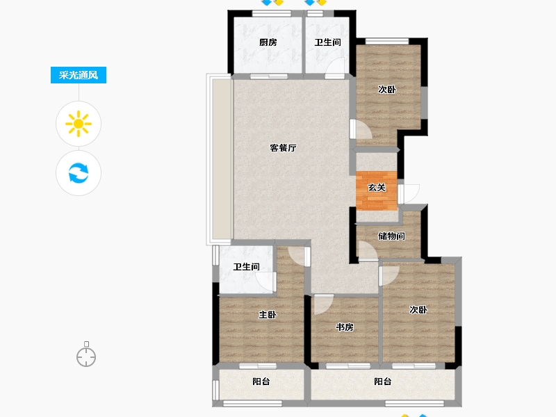 浙江省-台州市-滨江金科锦湖园-111.58-户型库-采光通风