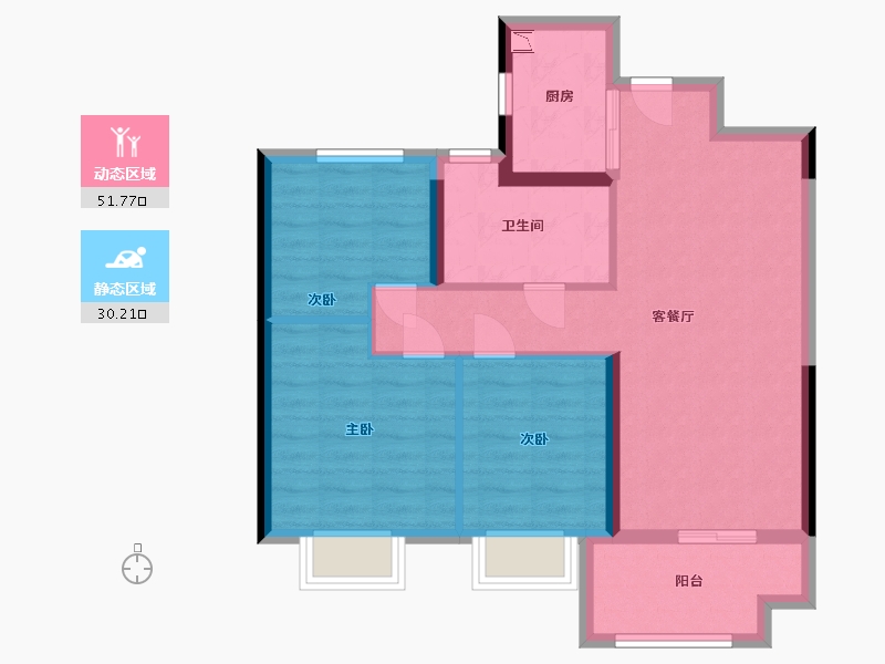 江苏省-南通市-万科翡翠公园-73.00-户型库-动静分区