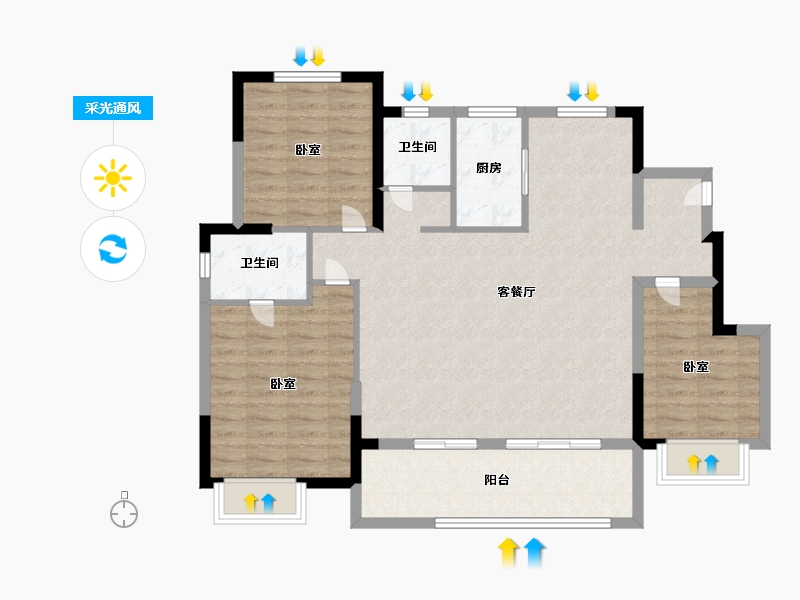 浙江省-宁波市-海湾新城-99.99-户型库-采光通风