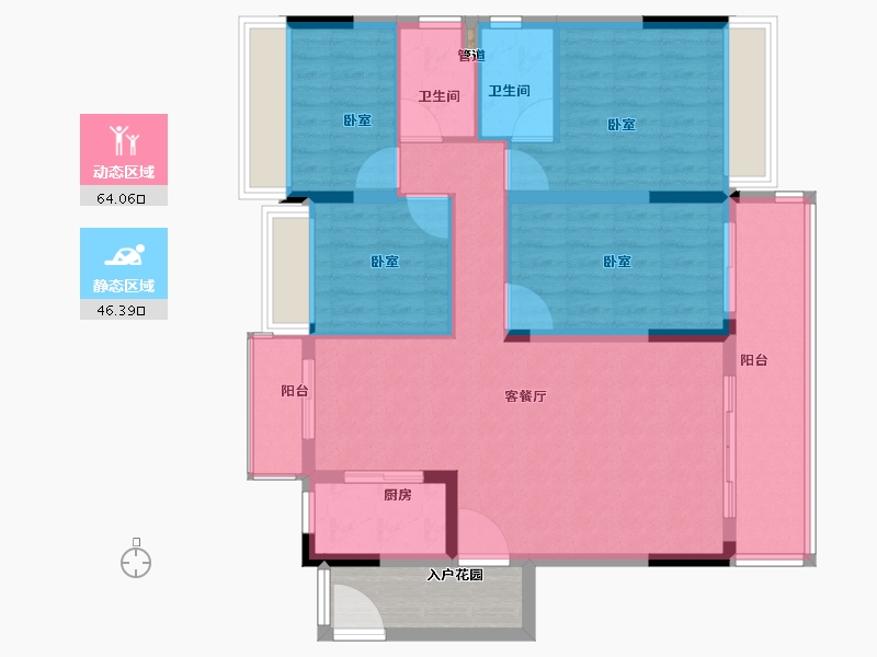 安徽省-芜湖市-碧桂园·豪园-105.00-户型库-动静分区