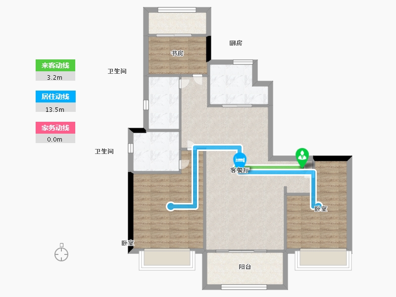 浙江省-温州市-瑞安蓝光雍锦湾-89.99-户型库-动静线