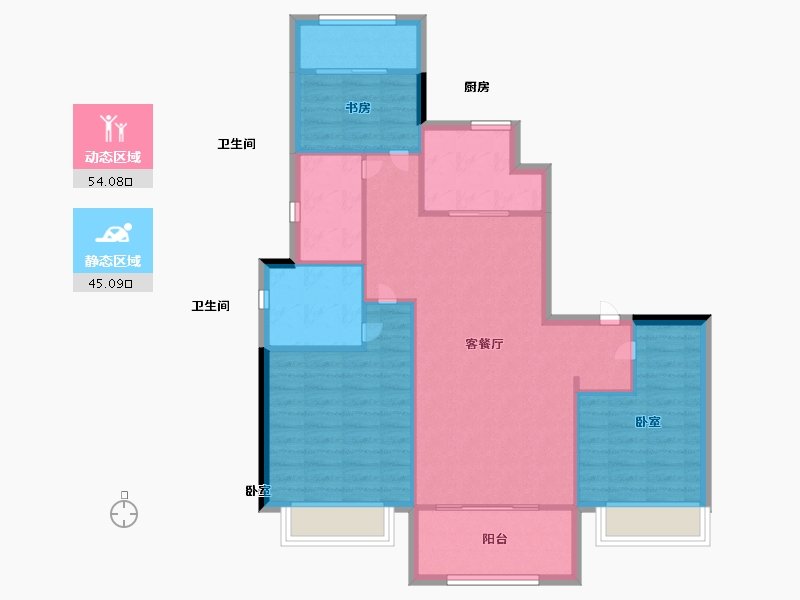 浙江省-温州市-瑞安蓝光雍锦湾-89.99-户型库-动静分区