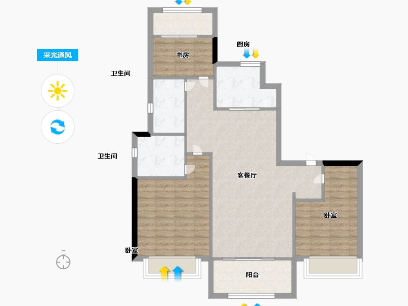 浙江省-温州市-瑞安蓝光雍锦湾-89.99-户型库-采光通风